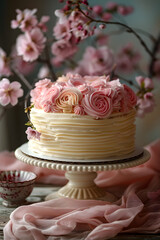 wedding cake decorated with roses