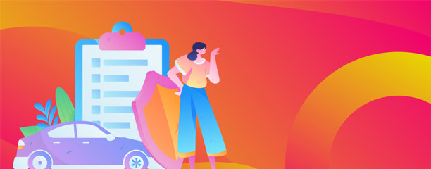 Buy insurance for car flat character vector concept operation illustration
