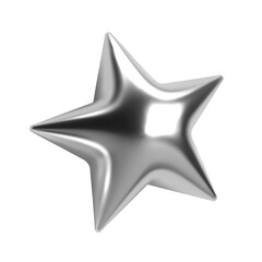 3d chrome star with a sleek, shiny silver surface. Isolated abstract element in y2k style, ideal for futuristic, cosmic, celestial, and sci-fi designs, adding a modern and glossy touch