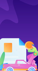 Buy insurance for car flat character vector concept operation illustration
