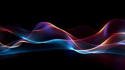 Obraz premium Mesmerizing Waves of Colorful Glowing Lights and Abstract Digital Flows