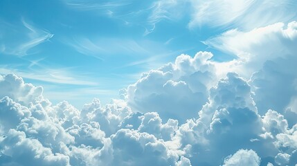 Blue sky background with tiny clouds. White Cloud scape and blue sky