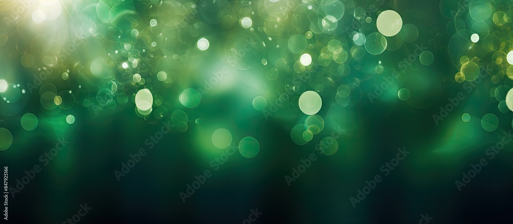 Aufkleber Abstract circular green bokeh background. Creative banner. Copyspace image