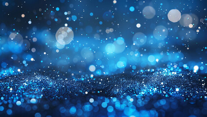 Fototapeta premium High-resolution blue particles with a glittering effect, designed for dynamic and visually appealing tech presentations.