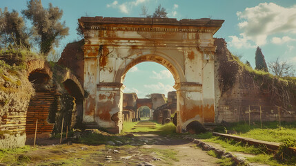 Fototapeta premium Majestic afterlife entrance.Gates of heaven entrance to meeting God. Generative Ai