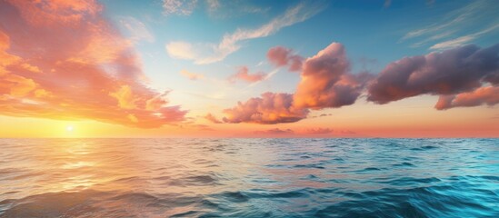 Fototapeta premium sunset on the sea landscape. Creative banner. Copyspace image