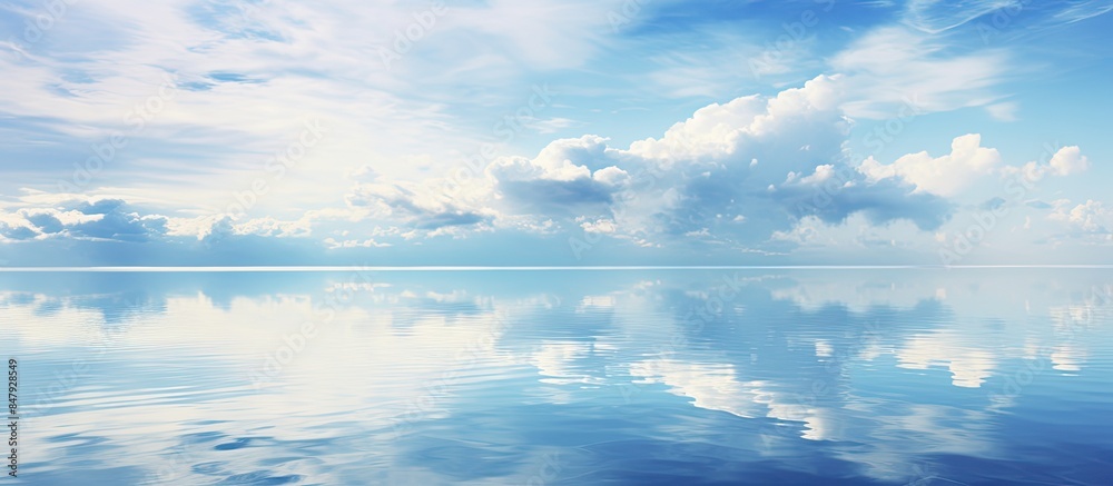 Poster cloud reflection on the lake. creative banner. copyspace image