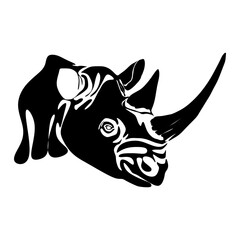 Rhino silhouette logo design. Abstract wild animal emblem, Strong rhinoceros symbol. Premium brand identity concept, Modern rhino head logo. Vector illustration template