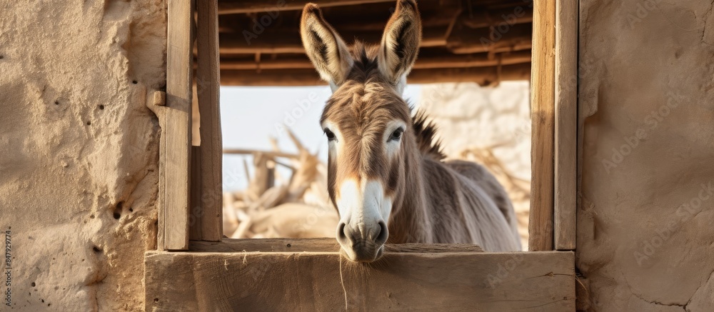 Canvas Prints Donkey in the cage. Creative banner. Copyspace image