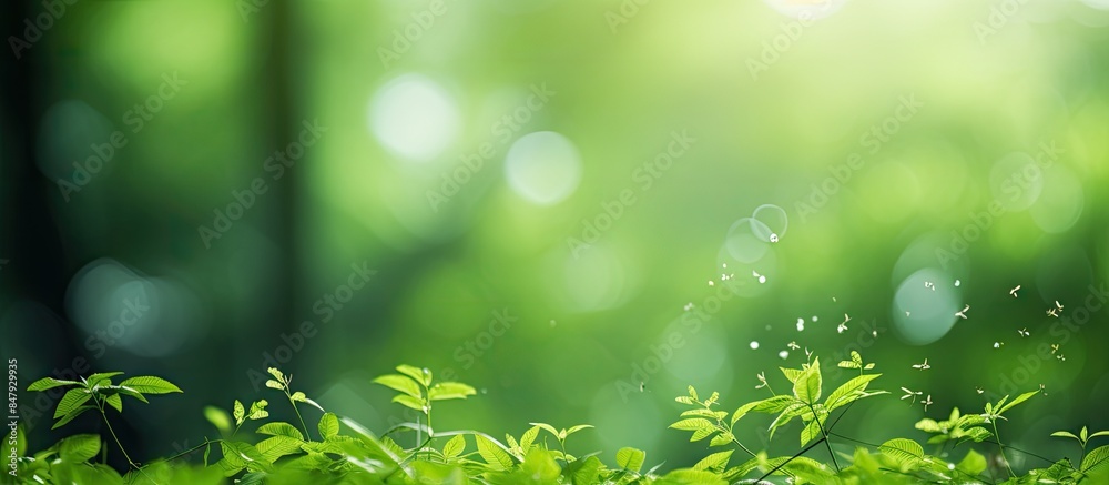 Aufkleber green bokeh out of focus background from nature forest. creative banner. copyspace image