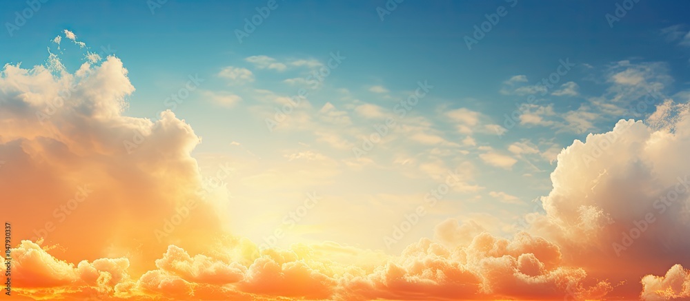 Poster sunset sky background with tiny clouds sunrise or sunset sky background. creative banner. copyspace 