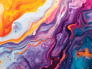Mixture of acrylic paints. Liquid marble texture Oil color painting. Generative AI.