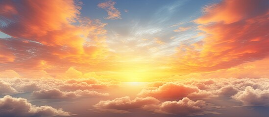 Obraz premium beautiful clouds in the sky at sunset background. Creative banner. Copyspace image