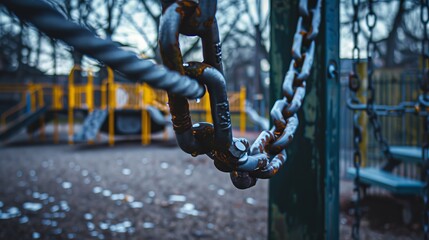 "Stock Photo: Playground Locked and Quarantined Due to the Coronavirus Epidemic"