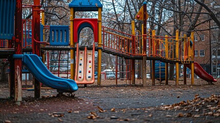 "Stock Photo: Playground Locked and Quarantined Due to the Coronavirus Epidemic"