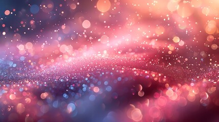 iridescent particles shimmering on a solid pink background