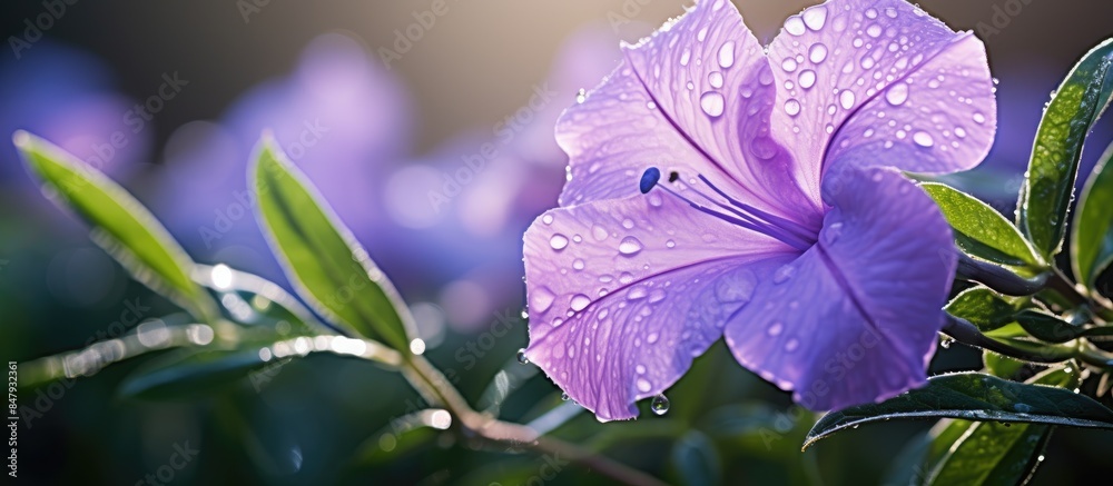 Poster kencana ungu flower in latin name is ruellia angstifolia take in focus close up flower in the mornin