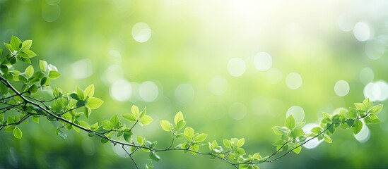 Green bokeh effect and purposely blurred view of sunlight throught green leaves Green and fresh feeling Blurry background with photographic bokeh effect in beautiful nature tones. Creative banner