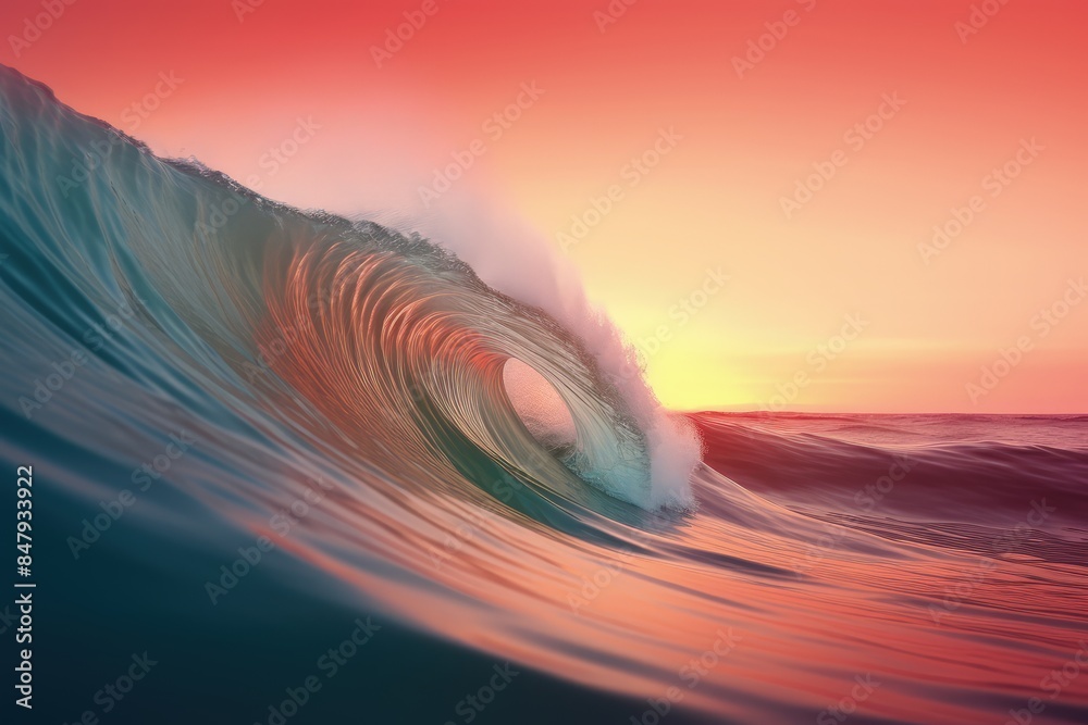 Poster blurred colored abstract gradient background, waves shape glowing in ultraviolet spectrum. backgroun