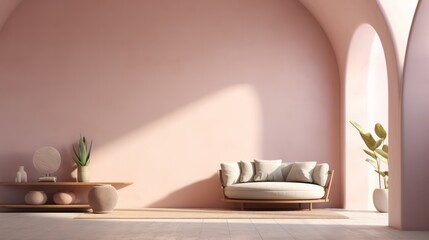 Soft pastels Minimalist Den with empty wall