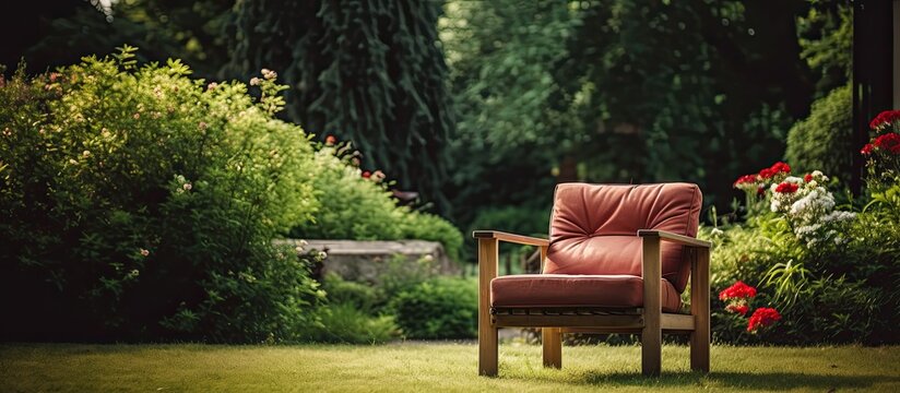Closeup outdoor chair. Creative banner. Copyspace image