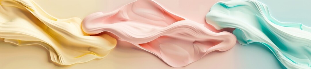 Abstract Pastel Silk Fabric Waves on Smooth Background