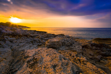 summer sunset view, Kamenjak cape (Premantura peninsula) . national park near Pula and Rabac, Istria, Croatia, Europe