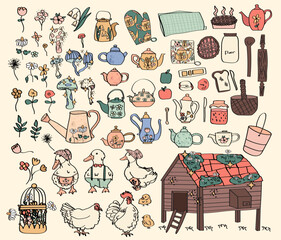 set of cottage core Farm lifestyle clip art. © Artybee Studio