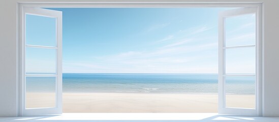 open window view of the sea good weather summer. Creative banner. Copyspace image © HN Works