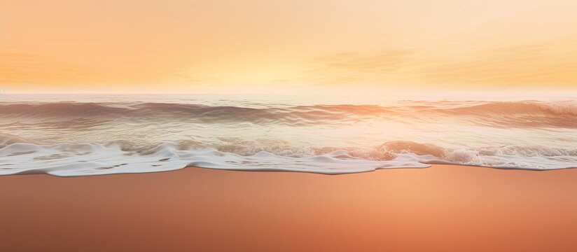 small waves break intro yellow sandy beach. Creative banner. Copyspace image
