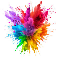 A vibrant explosion of colorful paint splatters, creating a dynamic and abstract design.