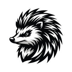 hedgehog logo mascot in black and white silhouette © Ngilustrasi