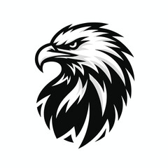 eagle logo mascot in black and white silhouette