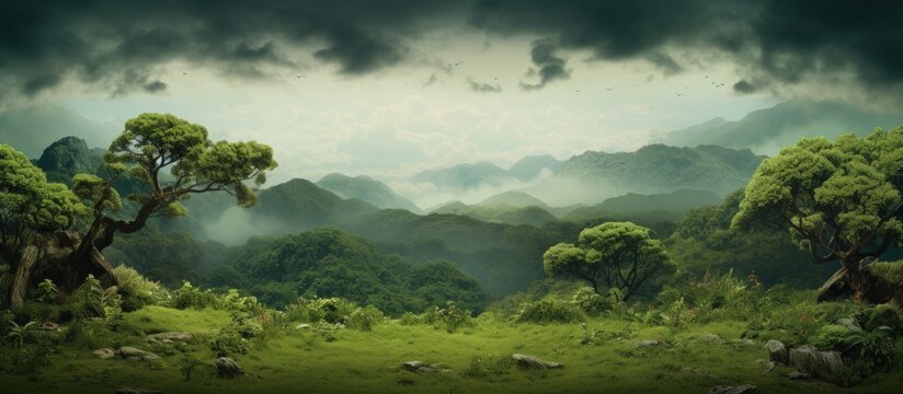 A green ground covering for a background. Creative banner. Copyspace image