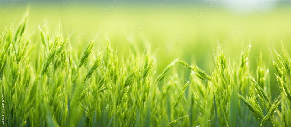 Poster rice in the field. creative banner. copyspace image