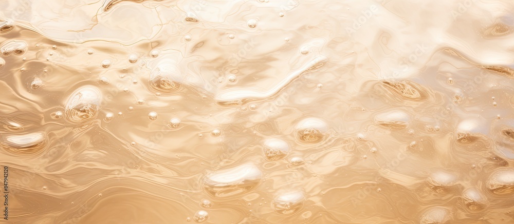 Poster abstract summer banner background transparent beige clear water surface texture with ripples and spl