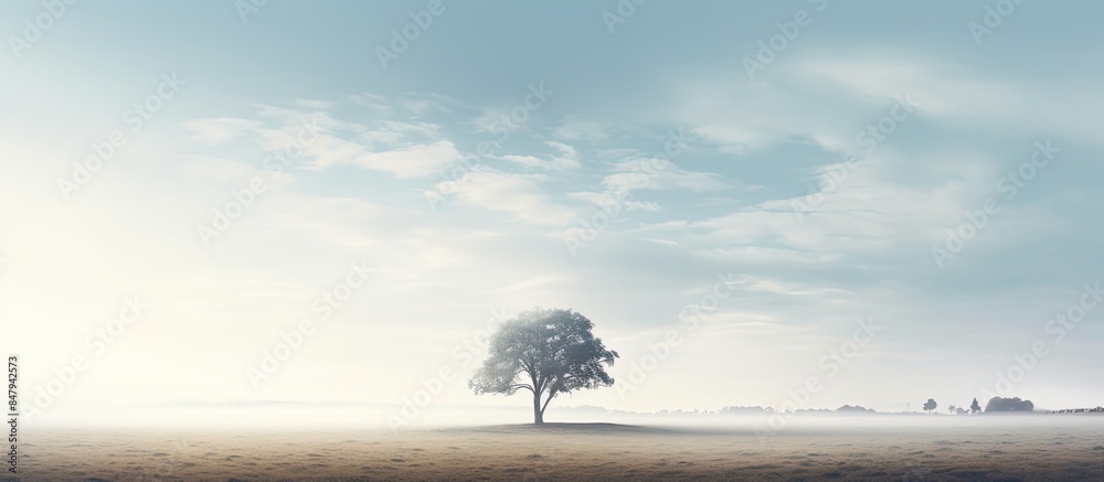 Aufkleber Photography on theme white cloudy sky in unclear long horizon photo consisting of light cloudy foggy sky on horizon without people misty cloudy sky at hazy horizon this is beautiful natural nature