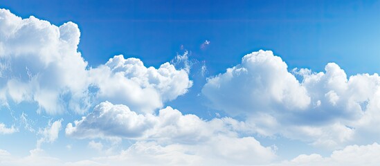 White clouds and blue sky used for background. Creative banner. Copyspace image