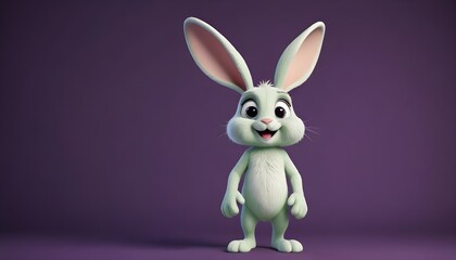 easter bunny rabbit isolated on purple backround, banner poster header design