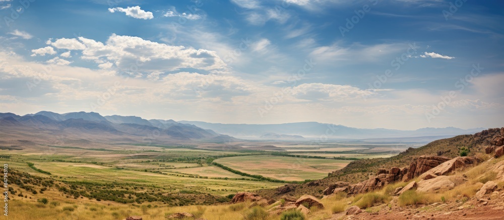 Poster sweeping view over a landscape. creative banner. copyspace image