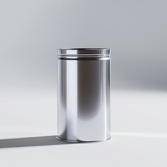 Aluminum milk powder can on white background, three-dimensional in the picture. 