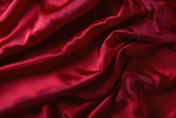 Obraz premium Close up of red silk fabric draped and folded