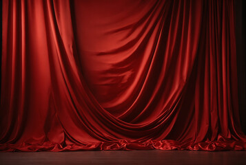 Fototapeta premium Red velvet drapery stage curtain backdrop