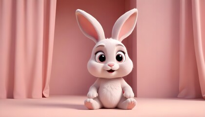 Fototapeta premium easter bunny rabbit isolated on pink backround, banner poster header design