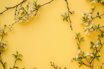 flowers on a yellow background Floral background beautiful spring background