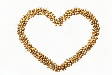 Obraz premium Heart shaped arrangement of dried seeds on white background