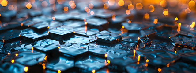 Fototapeta premium Innovative Hexagonal Surface with Dynamic Lighting
