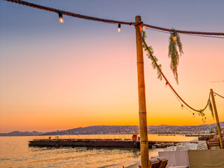 Sunset on the beach in Juan les Pins, South of France
