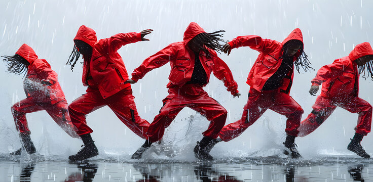 Hip Hop Lifestyle: Red Band Dancer - Urban Street Culture and Modern Rap Movement Poster