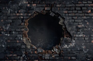 3D Hole in Brick Wall with Grunge Texture